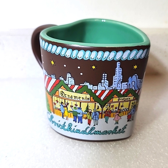2018 Chicago Christkindlmarket Heart shaped mug. Brown/Seafoam green ins… - Picture 3 of 4